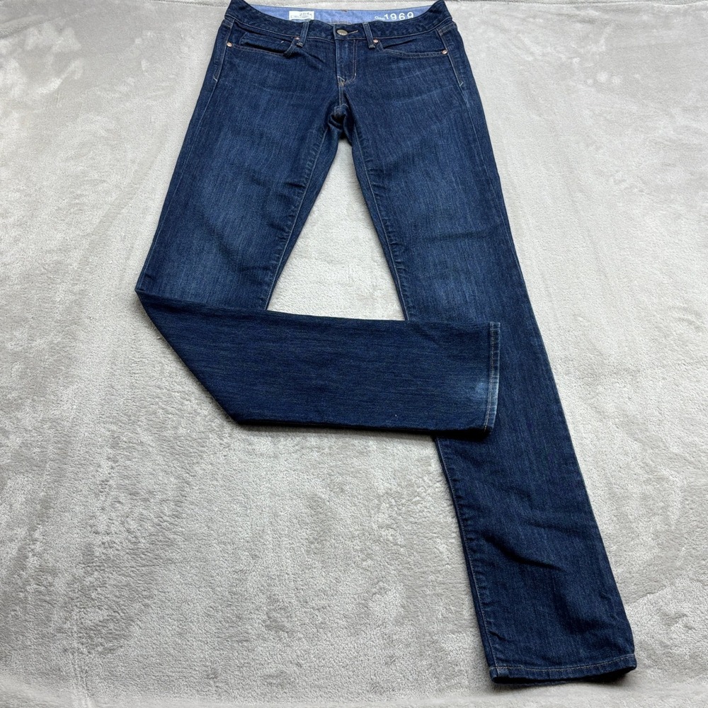 Gap Real Straight Jeans Women's 27/4 Long Dark Wash 1969 Denim Stretch Classic